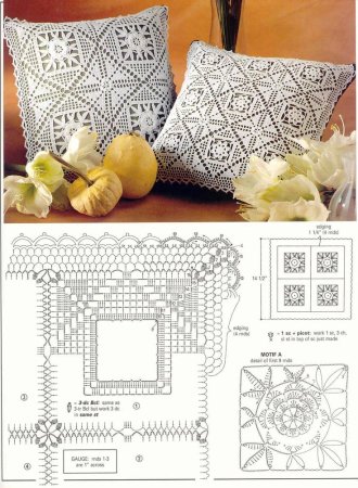 Подушка крючком схема