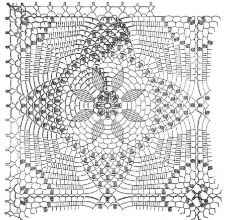 Подушка крючком квадратная схема попкорн