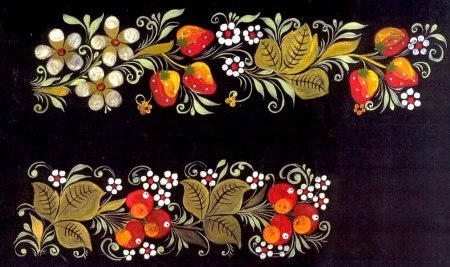 Хохломская роспись орнамент в полосе