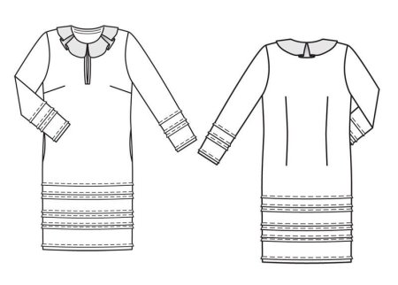 Технический эскиз прямого платья