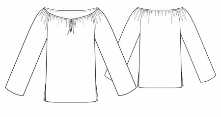 Выкройка шифоновой блузки с длинным рукавом