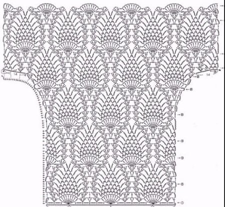 Кардиган узором ананас крючком