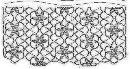 Узор сетка с цветочками крючком