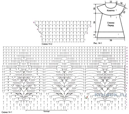 Ажурная кокетка крючком схемы для жакета