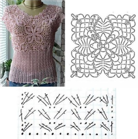 Ажурные кофты крючком со схемами