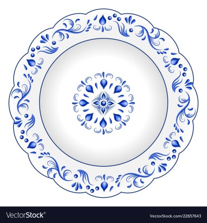 Расписная тарелка Гжель