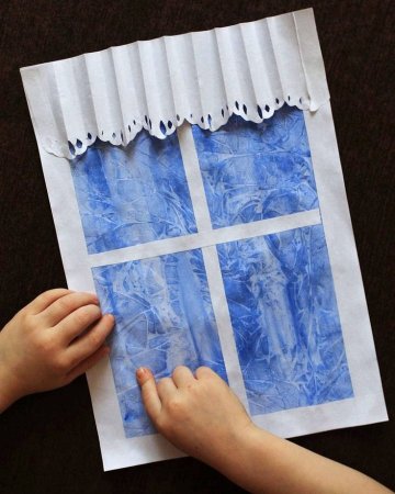 Зимнее окошко рисование