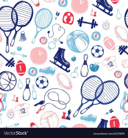Паттерн спортивный инвентарь вектор
