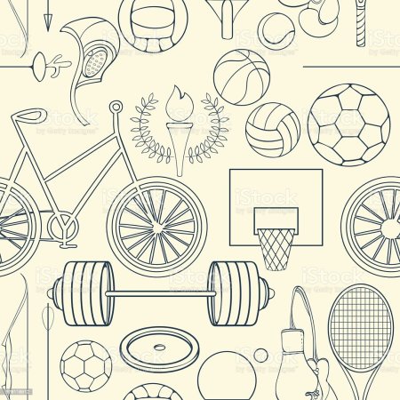 Паттерн спортивный инвентарь вектор
