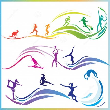 Виды спорта силуэты цветные