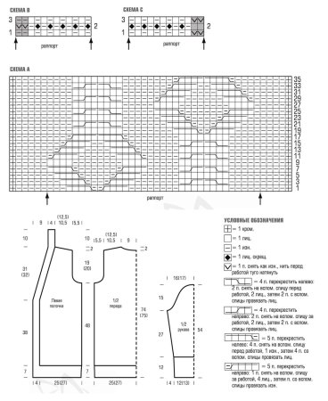 Схемы вязания кофточки спицами для 50 размера