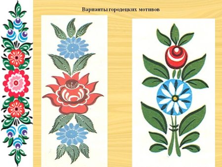 Городецкая роспись орнаментальная полоса