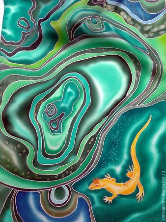 Батик малахит ящерка