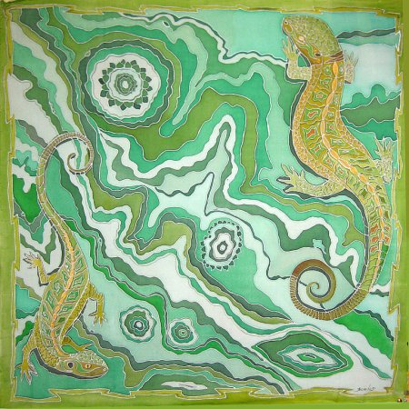 Батик малахит ящерка