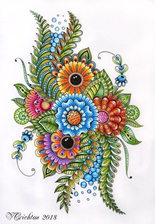 Дудлинг цветной цветы