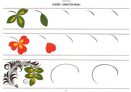 Элементы хохломской росписи листочки