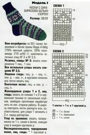 Жаккард для мужских носков спицами схемы