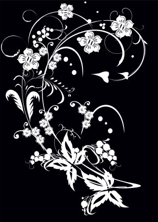 Цветочный узор на черном фоне