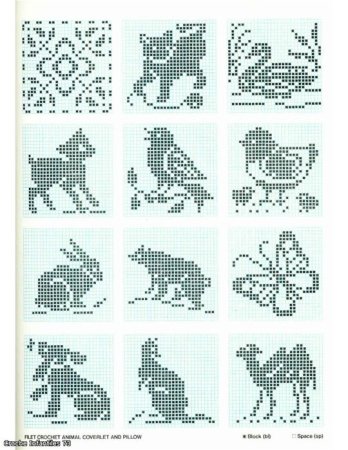 Схемы филейного вязания крючком животные