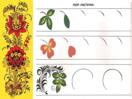 Элементы хохломской росписи узор листочки