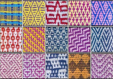 Трехцветный узор спицами ленивый жаккард