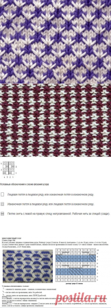 Двухцветный узор спицами ленивый жаккард схемы