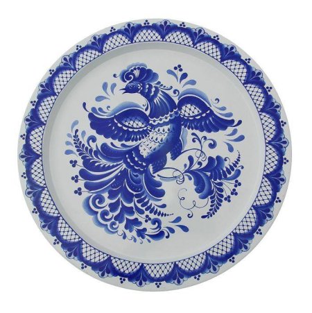 Тарелка расписанная гжелью