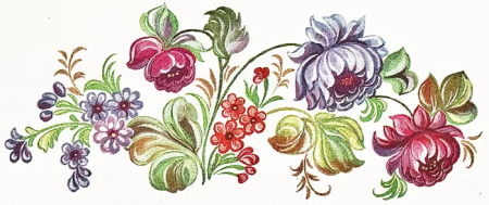 Жостовские узоры на прозрачном фоне