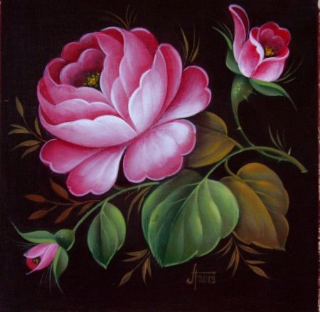 Жостово роспись розы