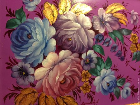 Жостовская роспись розы