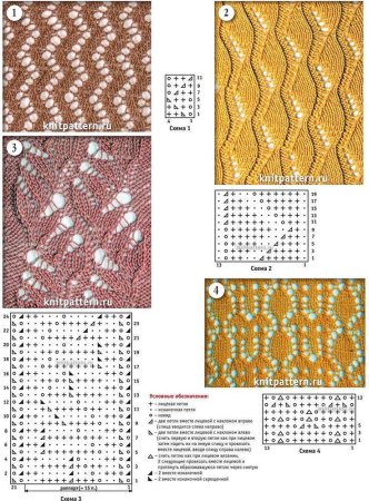 Ажурная вязка спицами схема вязания