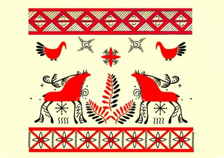 Мезенская роспись растительные элементы