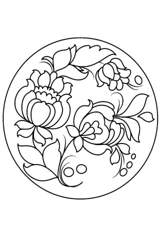 Гжельская роспись тарелка раскраска для детей