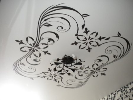 Натяжные потолки с рисунком для кухни