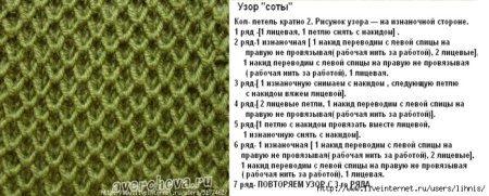 Вязание рисунок соты спицами схема
