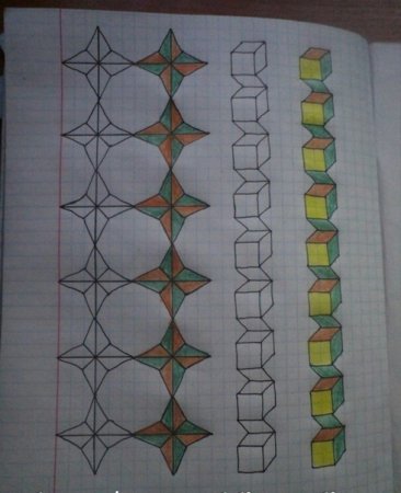 Косички по клеточкам в тетради