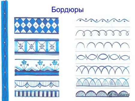 Элементы гжельской росписи бордюры