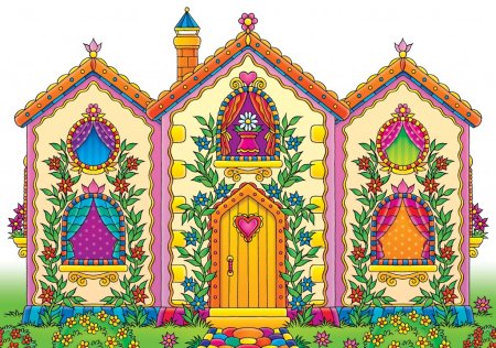 Русская изба рисунок сбоку изо