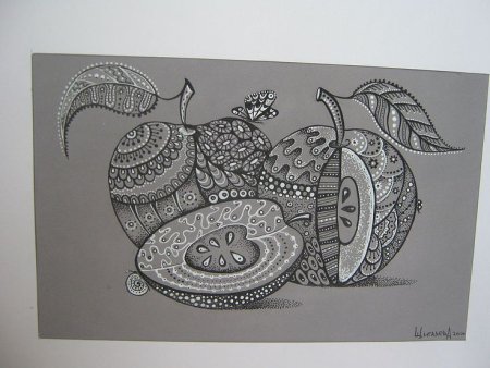 Графический натюрморт гелевой ручкой