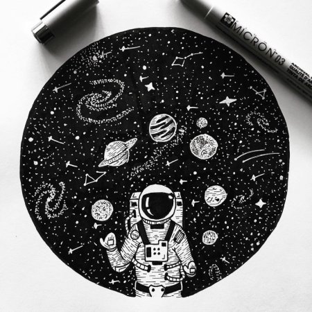 Космос гелевой ручкой