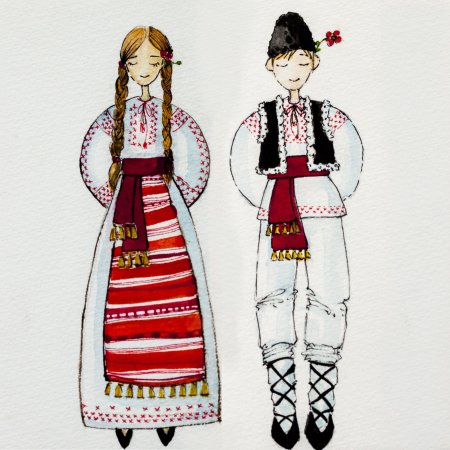 Рисунок Молдован в национальном костюме