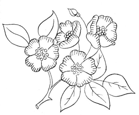 Контурная вышивка цветы