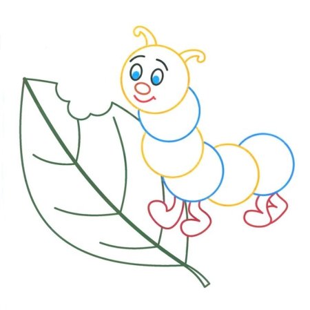 Раскраска гусеница для малышей
