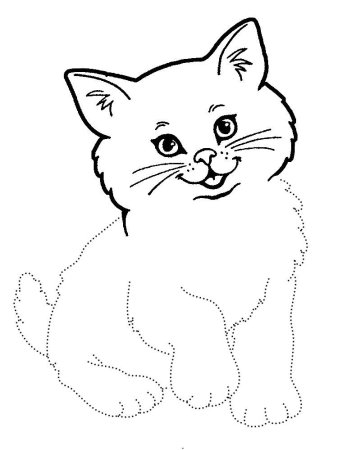 Кошка контурный рисунок