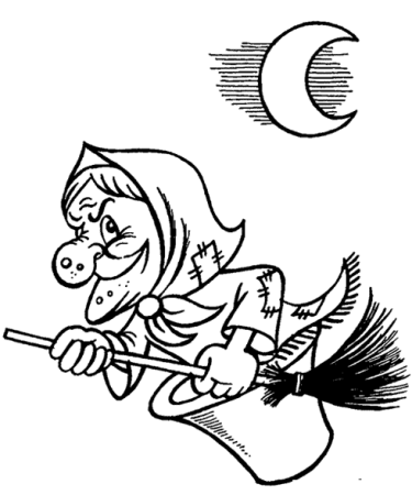 Баба Яга раскраска для детей 3-4 лет