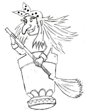 Баба Яга рисунок карандашом