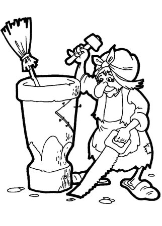 Баба Яга в ступе раскраска