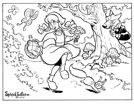 Сказка красная шапочка раскраска
