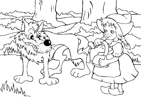 Раскраска по сказке красная шапочка