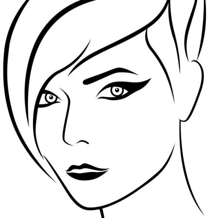 Женское лицо контурный рисунок